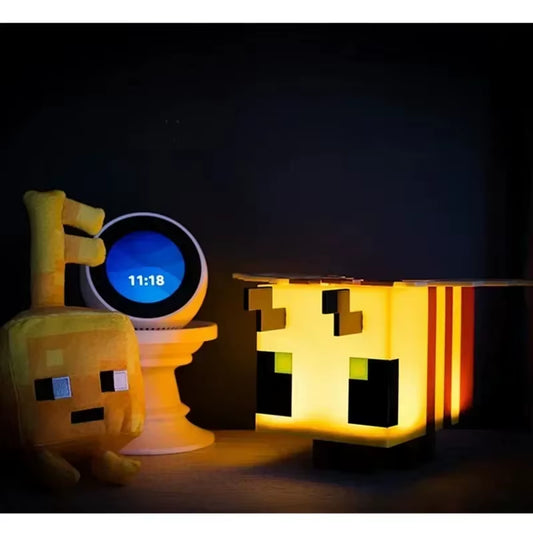 My World LED Toy Creative Bee Night Light MC Model Room Home Atmosphere Luminous Table Lamp Children'S Gift