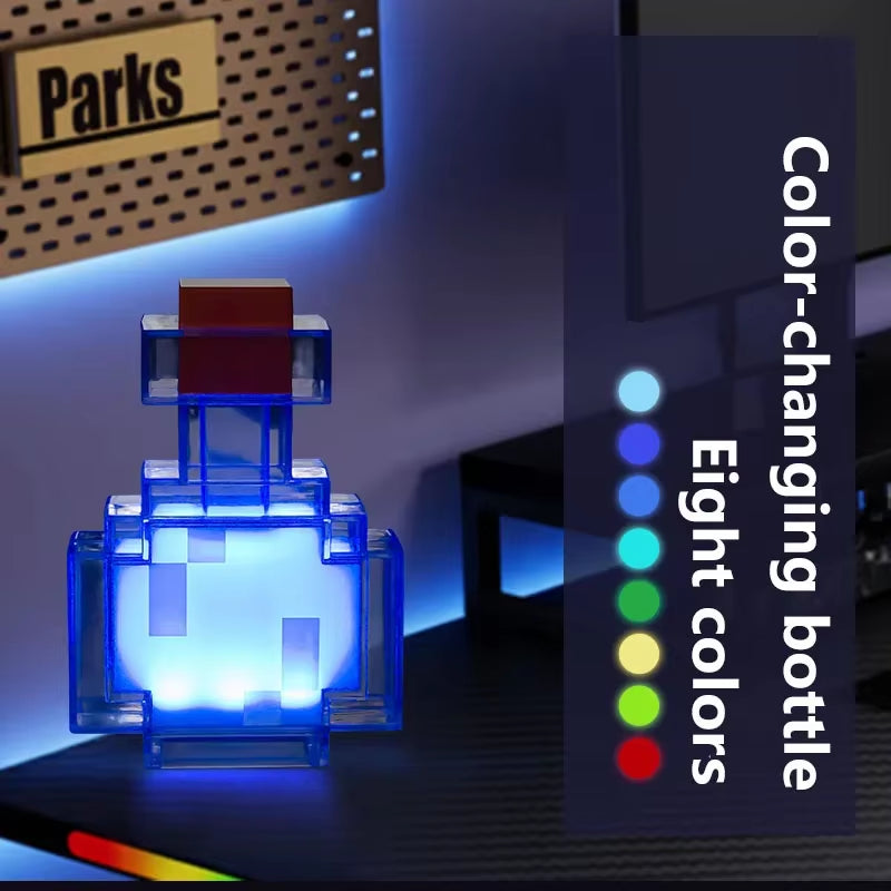 MC Game Medicine Bottle LED Night Light Table Lamps Game Creative Toy Lamp Rechargeable Bedroom Bedside for Kids Bedside Lamp