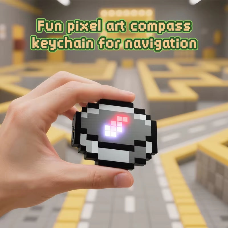 Compass Pixel Wind Peripheral Design Toy Trinket Use Movable Compass Keychain Pendant Real-World Use Toys Fans Gift